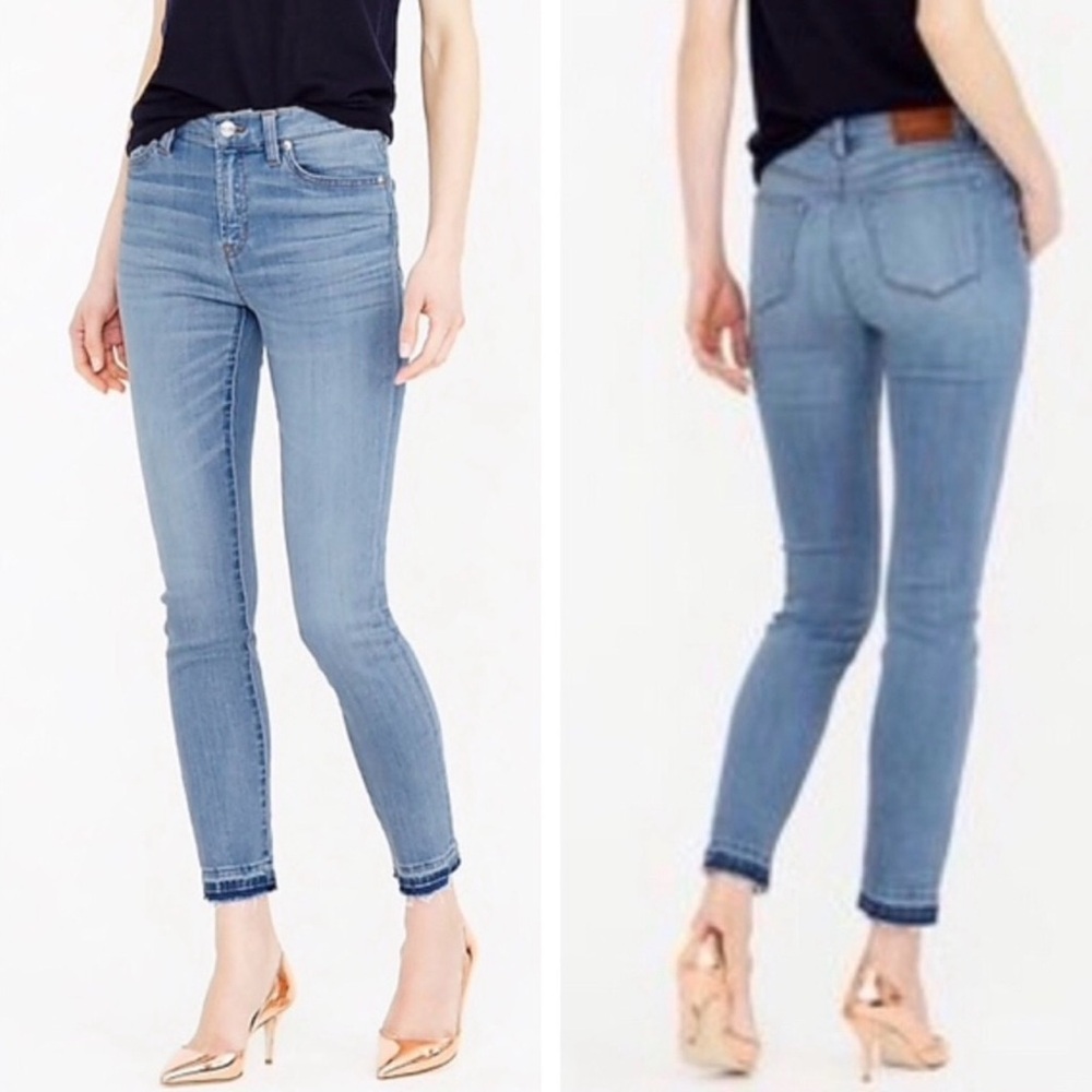 J. Crew Jeans Lookout High Rise Denim Skinny Crop F1904 Frayed Raw Hem Stretch‎